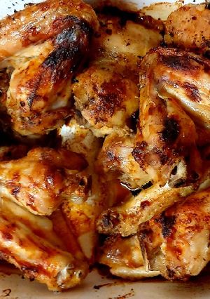 A picture of My Peri peri lemon and Garlic Chicken Wings#Supper#Sidedish.