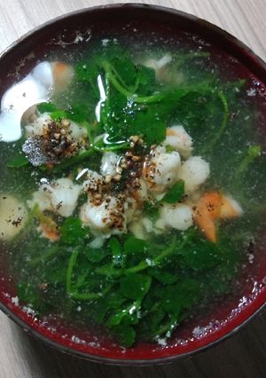 Hình của món Xà lách xoong nấu tôm tươi.