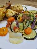 Jamoncitos de pollo con verduras