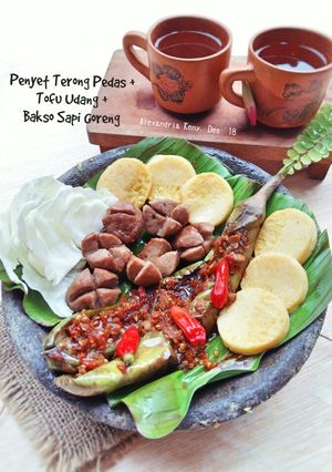 Foto resep Penyetan Terong+Tofu Udang +Bakso Sapi