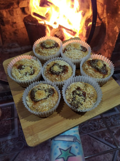 Una foto de Muffins de Banana con Coco y Dulce de leche