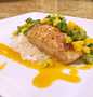 Simple Way Make Recipe Pan seared halibut on coconut rice with mango habanero peach sauce and mango avocado salsa that is So Delicious, Tasty}