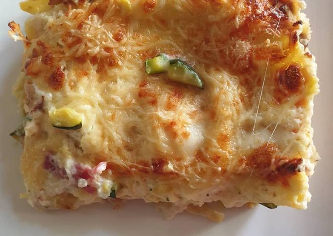 Lasagne de courgettes et jambon