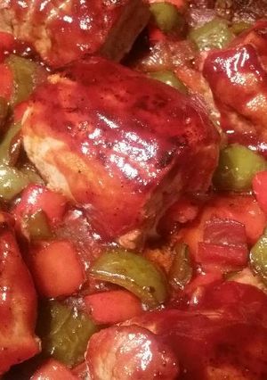 A picture of BBQ Pork Tenderloin & Peppers.