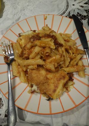A picture of Greek lasagna.