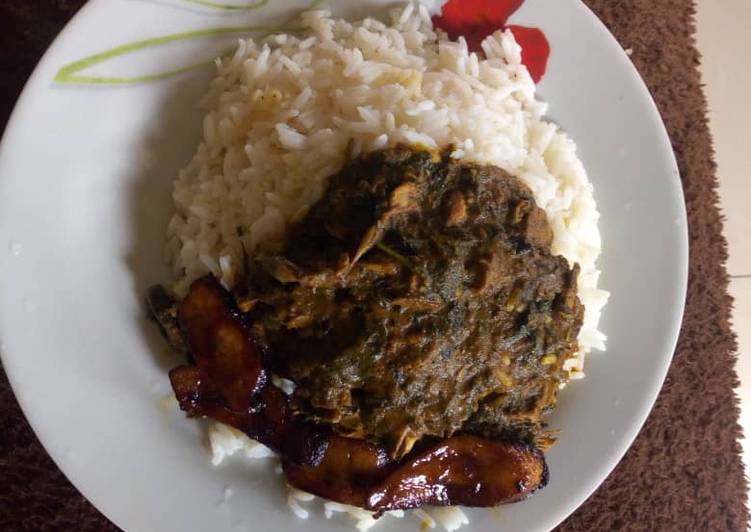 Rice and ofeakwu with dodo