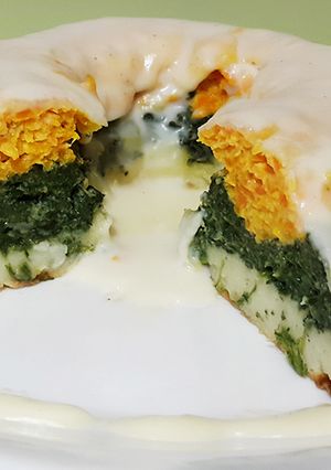 Una foto de Budín de Verduras Tricolor (zanahoria, acelga, papa)