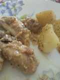 Pollo con cerveza y picada de almendras