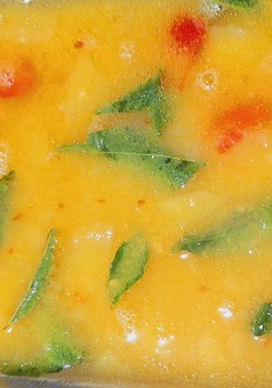 A picture of Split yellow pigeon peas,potato curry.(potato molakoshyam).