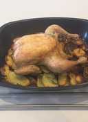 Judy's roast chicken with crispy potatoes