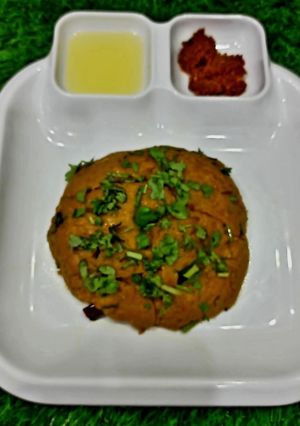 A picture of Jau or Bajri Flour Khichu.