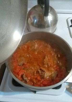 Una foto de Tuco con carne