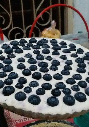 Foto resep Unbaked blueberry cheese cake with cloud bread