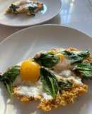 Eggs Fried in Parmesan Breadcrumbs with Wilted Spinach