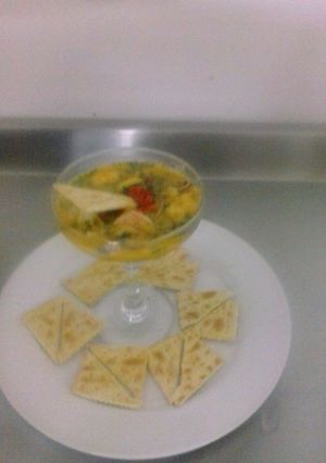 Una foto de Ceviche de Corvina en Salsa de Chontaduro