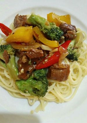 Foto resep Spaghetti Beef Black Pepper
