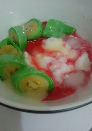 Foto resep Es pisang ijo tanpa kukus adonan kulit