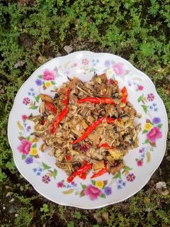 Foto resep Tumis Pedas Jantung Pisang Ikan Asin