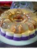 Puding kaca lapis susu taro