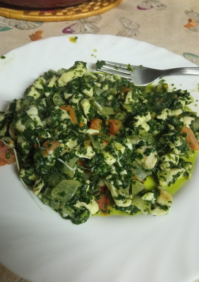 Una foto de Espinacas con pollo