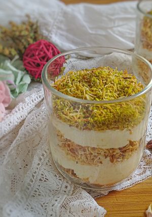 A picture of Kunafa (Othmaliyeh) Cups with Cream.