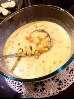 عکسی از دستور سوپ مرغ و سبزیجات با شیر