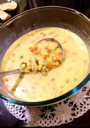 عکسی از دستور سوپ مرغ و سبزیجات با شیر