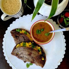 A picture of Ragi masala dosa.