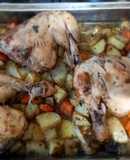 Pollo al Horno con Papas, Cebollas y Zanahorias