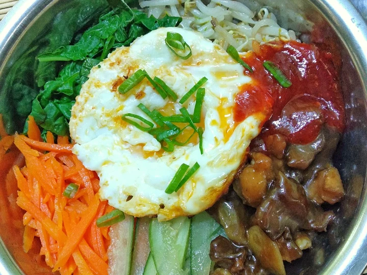 Easy Steps Make Recipes Bibimbap / nasi campur Korea the  Makes Drooling Make You Drink.