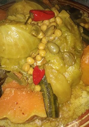 A picture of Moroccan Couscous with Seven Vegetables.