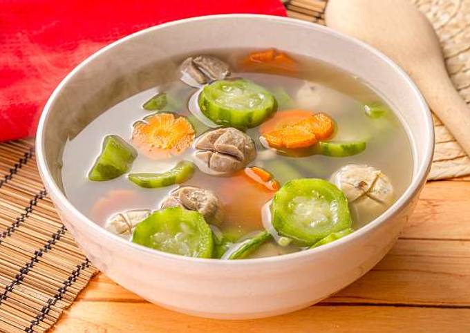 Langkah Mudah Membuat Resep Resep Sup Oyong Wortel Bakso