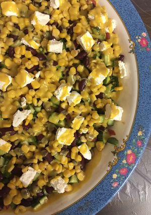 A picture of Salad with a secret dressing.