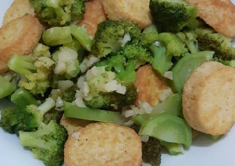 Langkah membuat Brokoli tofu bawang putih mantap