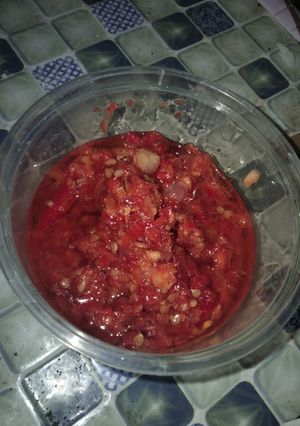 Foto resep Sambal merah pedas mantap (matang)