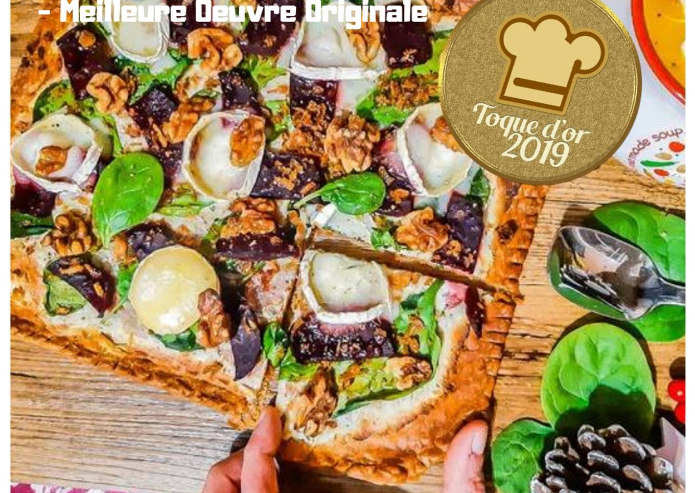 Tarte fine aux épinards & betteraves, fromage de chèvre & noix😋