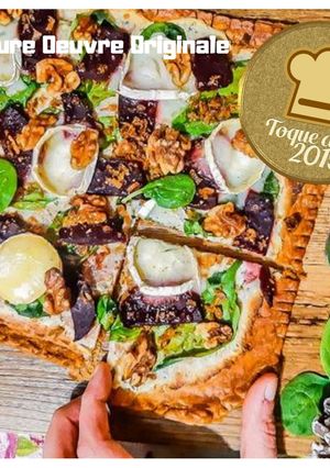 Une photo de Tarte fine aux épinards & betteraves, fromage de chèvre & noix😋