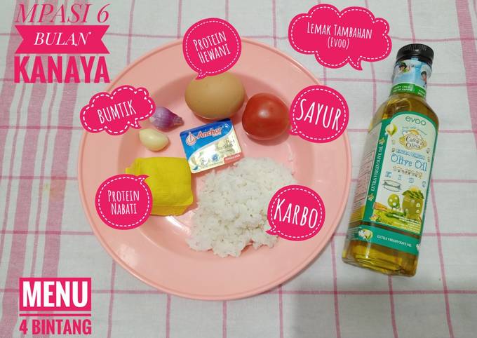 MPASI 6 Bulan (BUBUR TELUR AYAM) Menu Lengkap 4 Bintang ⭐