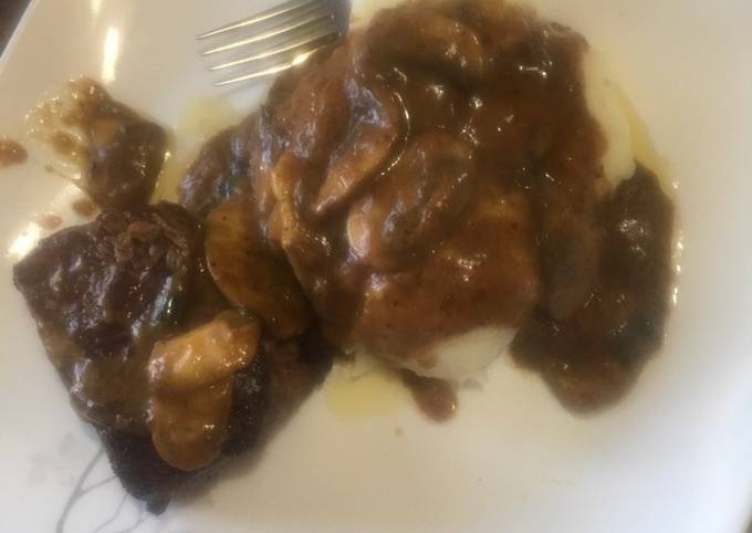 Beef tenderloin in mushroom sauce