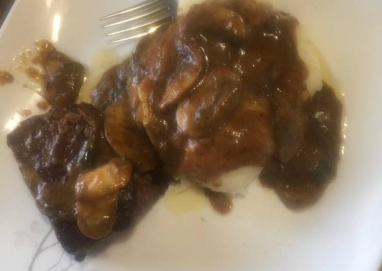 Beef tenderloin in mushroom sauce