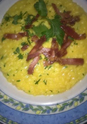 Foto di Risotto zafferano e pancetta croccante