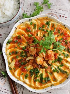 Hình của món Đậu Phụ Sốt Tôm.