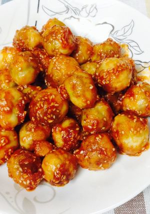 Hình của món Trứng cút chiên sốt cay ngọt.