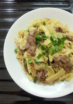 Hình của món Măng tươi xào thịt bò.