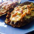 Berenjenas rellenas de verduras con queso crema