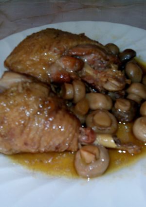 Una foto de Pollo al jerez oloroso