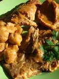 Conejo guisado con castañas y setas