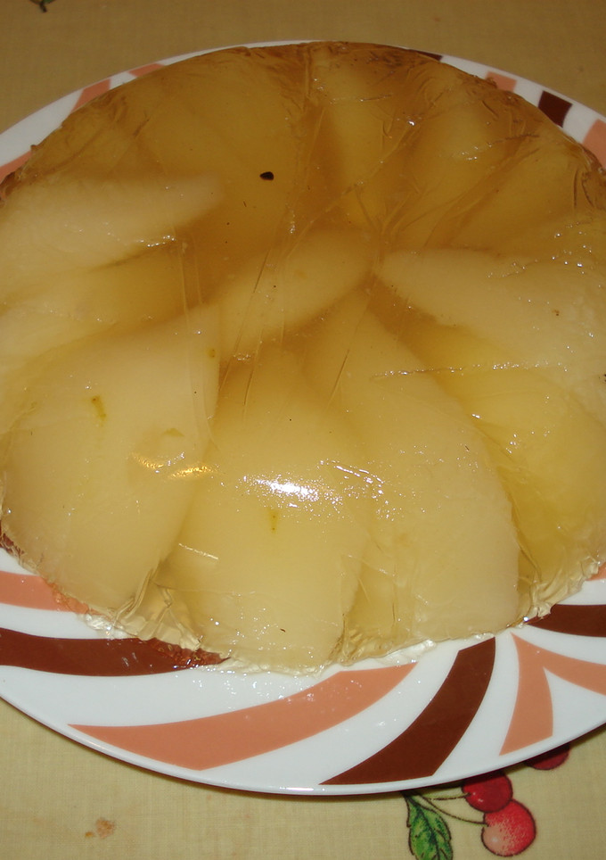 Una foto de Peras en almíbar de verdejo gelatinizado de jacogo 