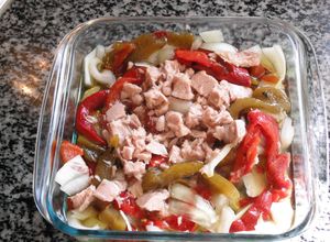Una foto de Pimientos asados con atún