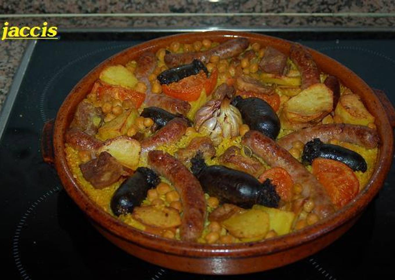 Arroz al horno con caldo de cocido